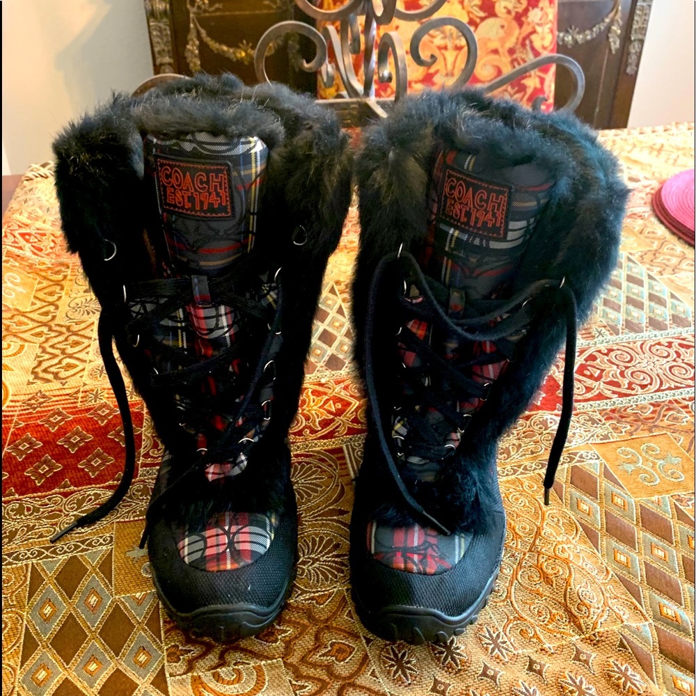 Coach Real Fur Lace Up Boots